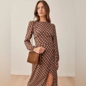 New Reformation Reza Polka Dot Wrap Dress